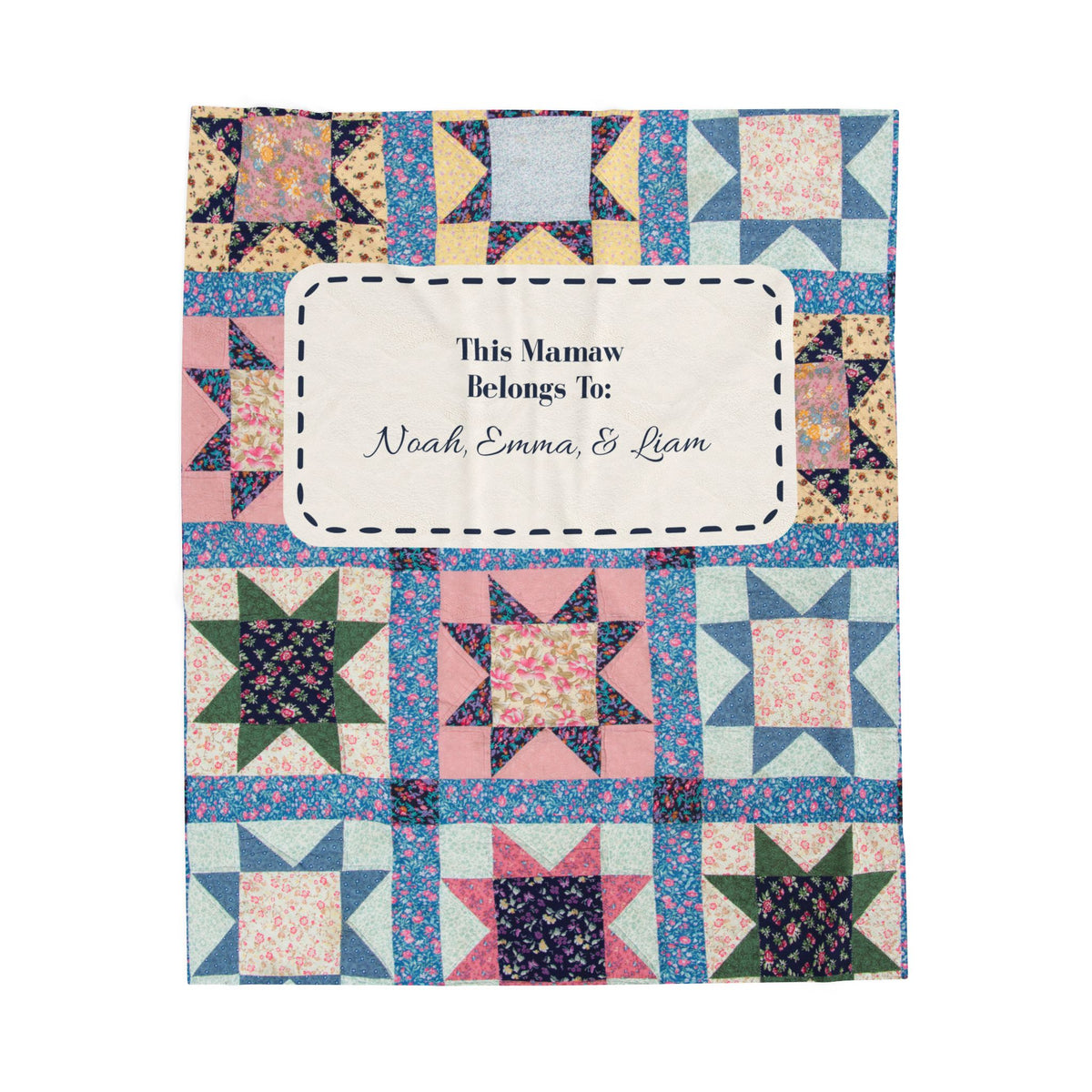 Personalized "Blessed Mamaw" Heirloom Quilt-Style Plush Blanket