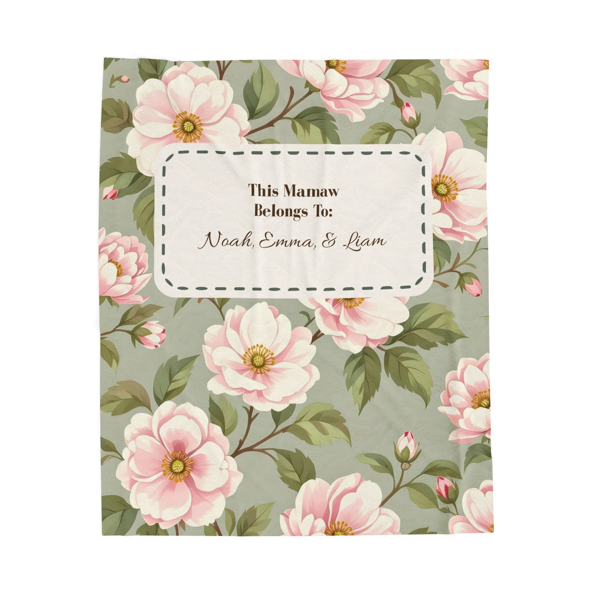 Personalized "Blessed Mamaw" Heirloom Quilt-Style Plush Blanket