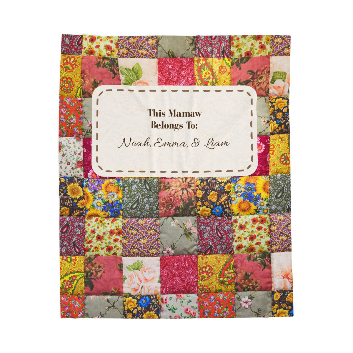 Personalized "Blessed Mamaw" Heirloom Quilt-Style Plush Blanket