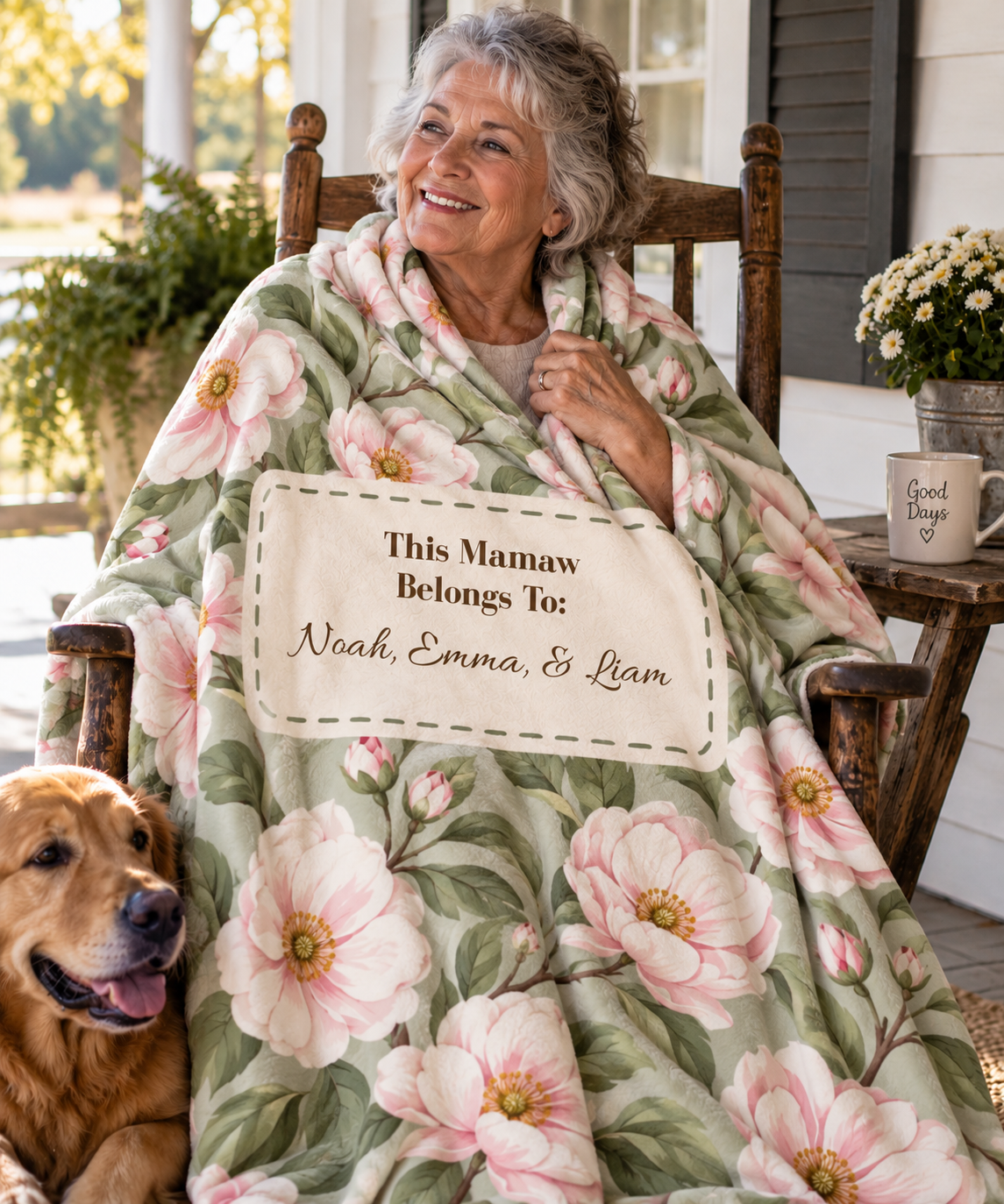 Personalized "Blessed Mamaw" Heirloom Quilt-Style Plush Blanket