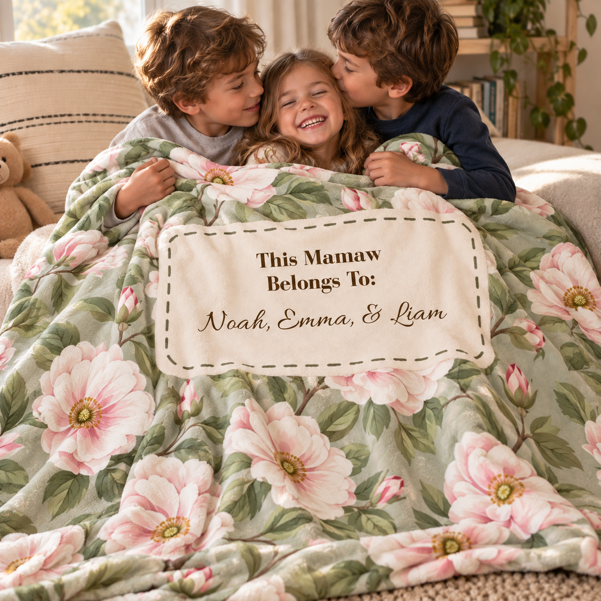 Personalized "Blessed Mamaw" Heirloom Quilt-Style Plush Blanket